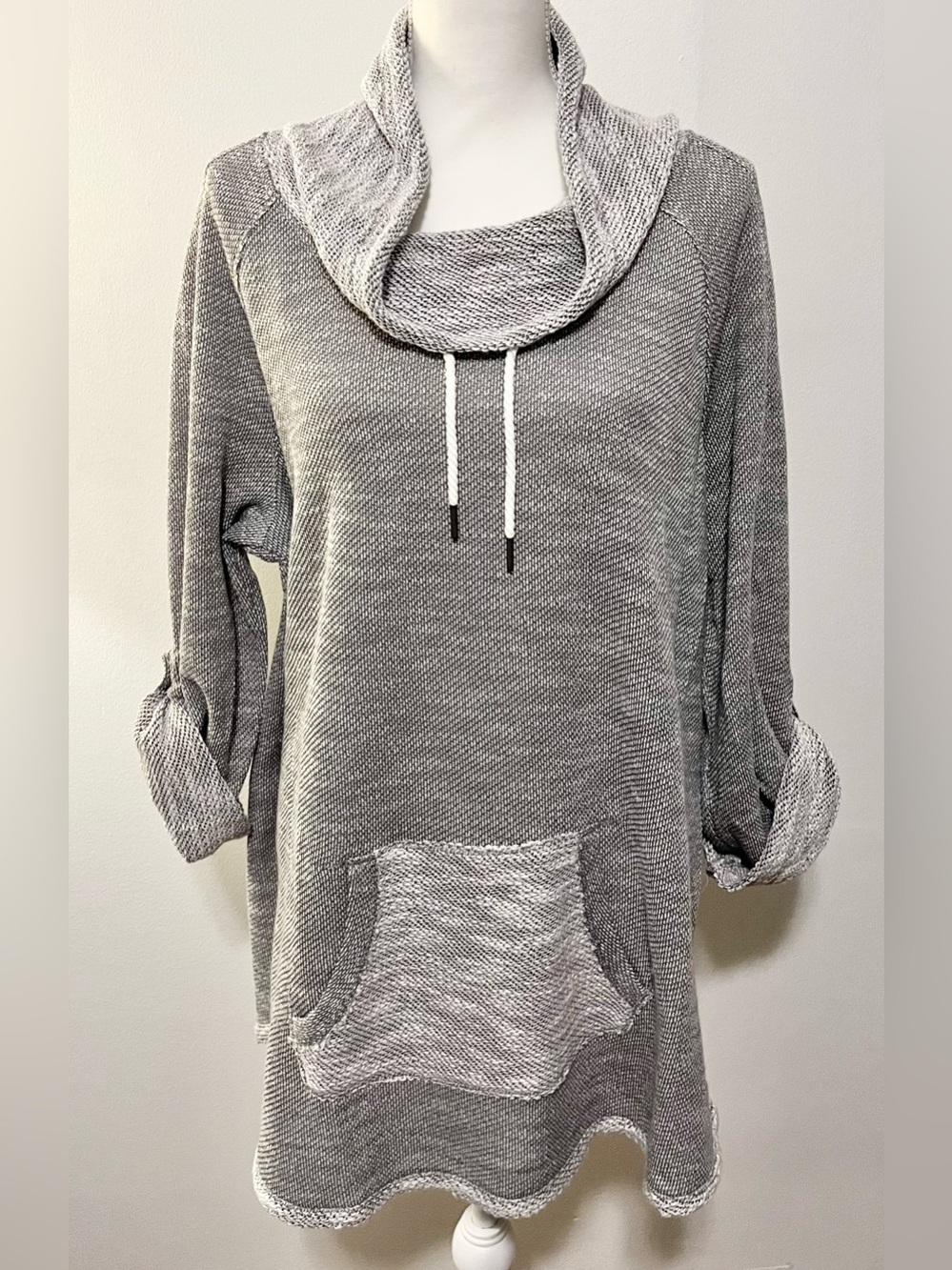 NWT Kensie Performance Funnel Cowl Neck Pullover Tunic Top with Pocket. Size XXL